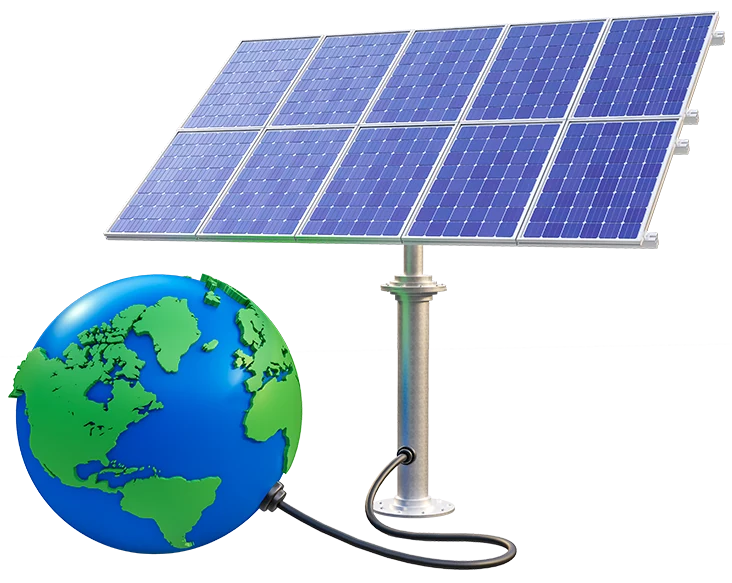 Painel solar conectado ao planeta Terra
